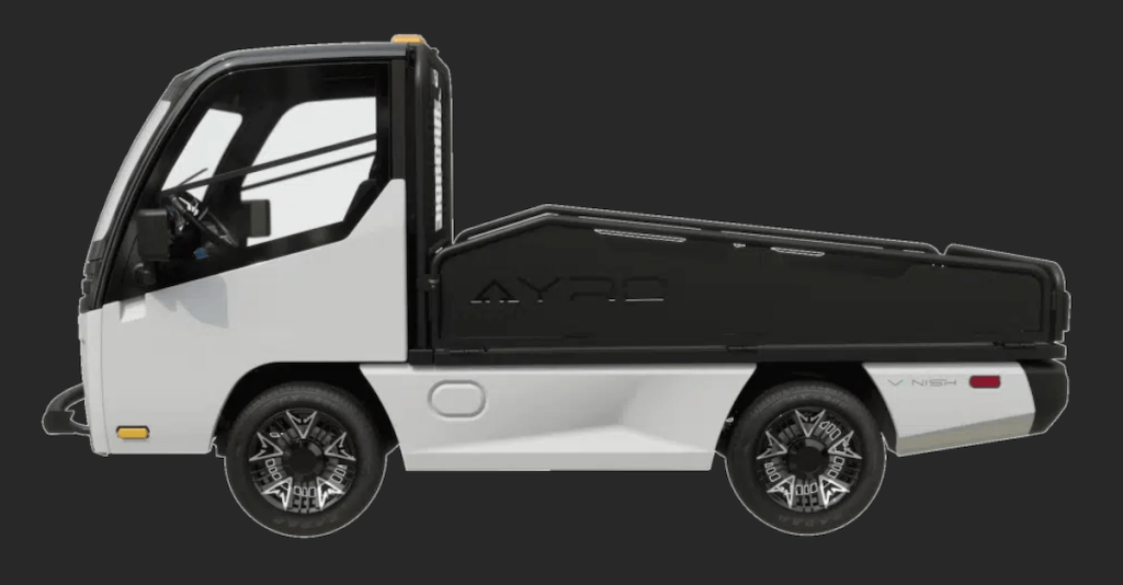 AYRO Vanish LSEV commercial utility vehicle side view