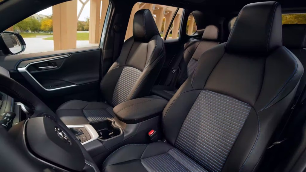Cabin in new 2023 Toyota RAV4, highlighting how LE is the most affordable trim for the compact SUV
