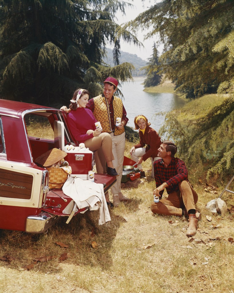 friends camping in the '60s. 
