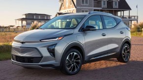 A gray 2023 Chevy Bolt EUV subcompact electric SUV is parked.