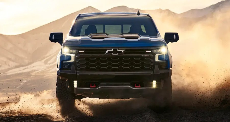 The front-end of the Chevy Silverado 1500 ZR2 off-road truck.