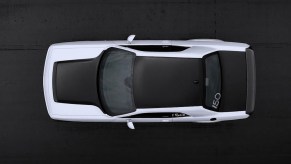 A top-down view of the 2023 Dodge Challenger SRT Demon 170 on a drag strip.