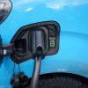 Closeup of blue EV charging