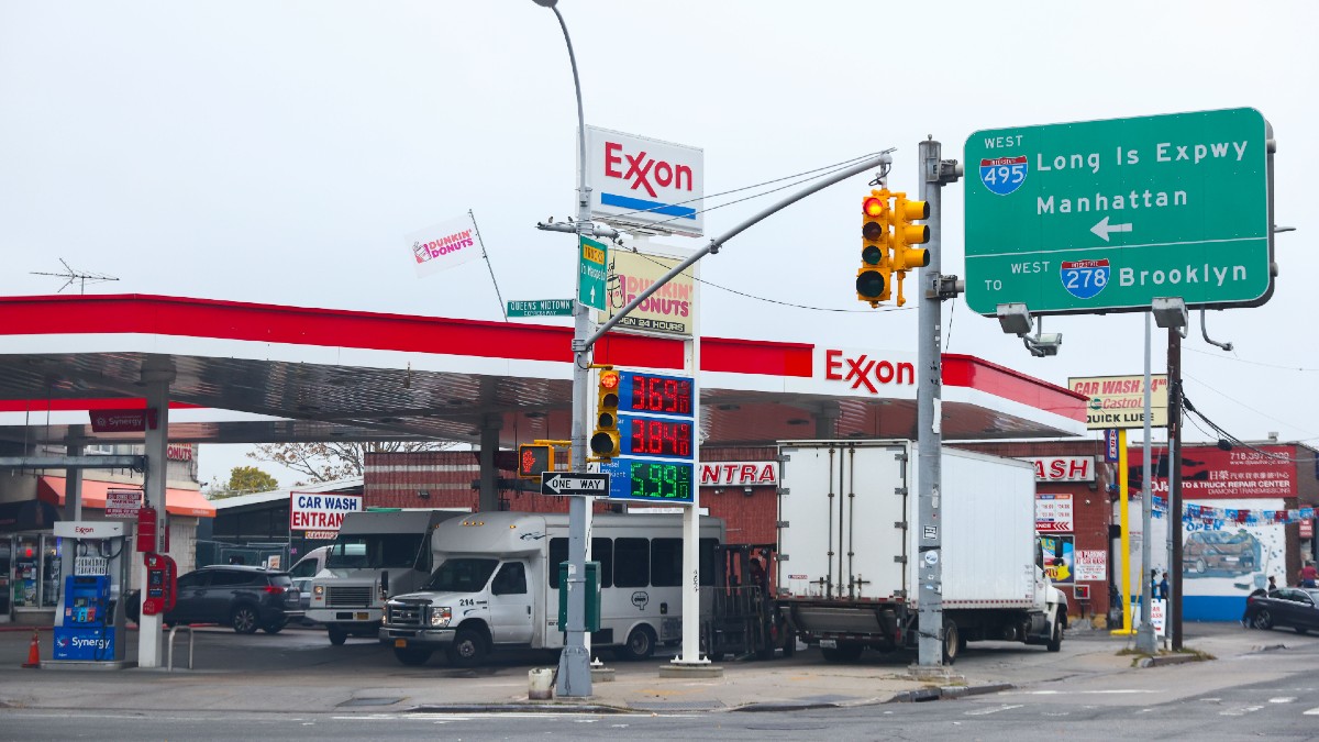 Exxon Station in New York - Stations like this one could transition to the new low-carbon fuel developed by Toyota and Exxon