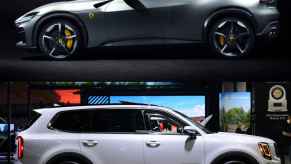 The Ferrari SUV (or 2024 Ferrari Purosangue) and the 2023 Kia Telluride