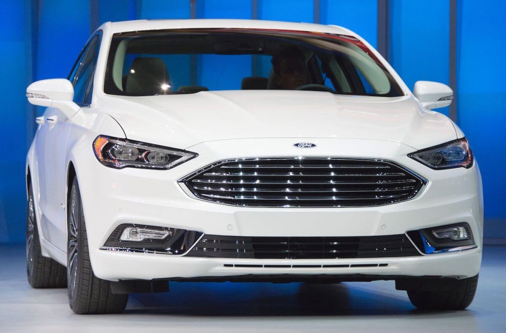 Ford fusion hybrid at an auto show