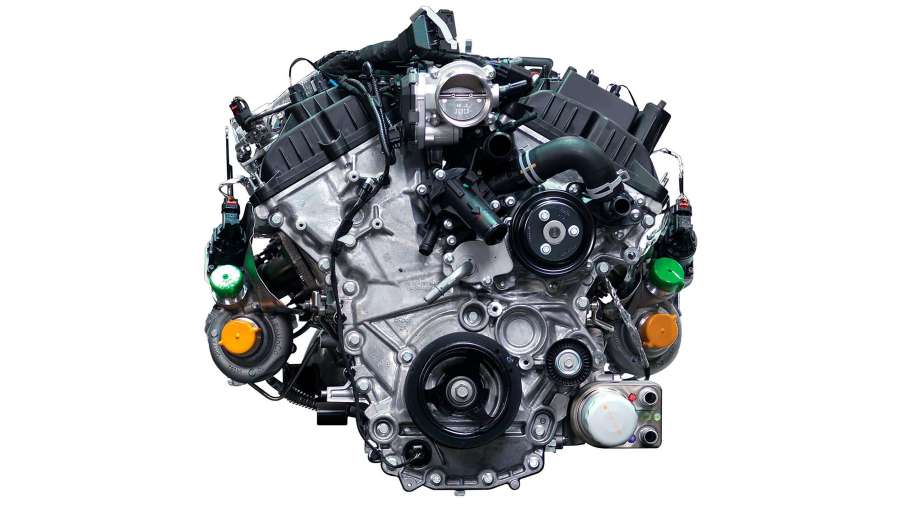 A V6 Ford engine found in the Ford F-150 EcoBoost.