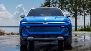 Front view of electric 2024 Chevy Equinox EV, cheapest new compact SUV after EV tax credit