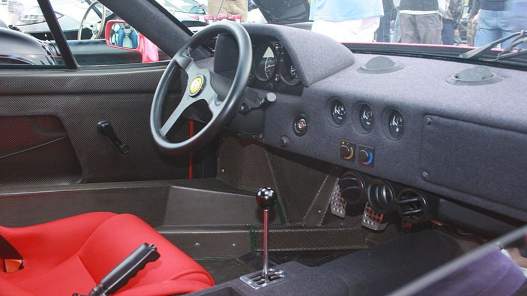 Interior View Ferrari F40 - Notice the door pocket where a driver would reach to open the door