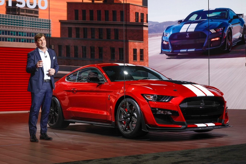Ford CEO Jim Farley with the 2020 Mustang