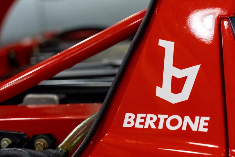 A Bertone logo on a Lancia Stratos.