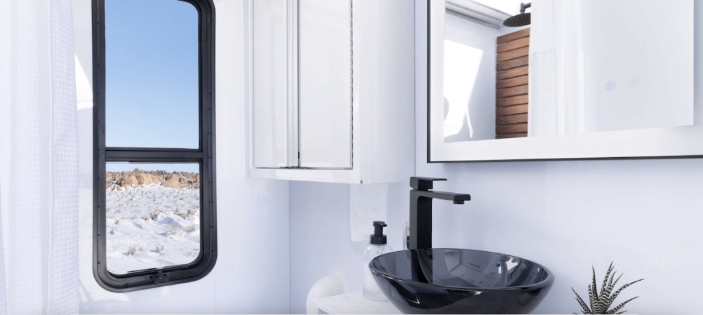 Living Vehicle HD-Pro bathroom showing the sink and shower