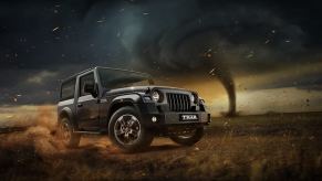 The Mahindra Thar off-roading by a tornado