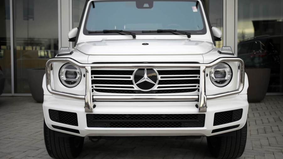 Front view of a Mercedes-Benz G-Class SUV.