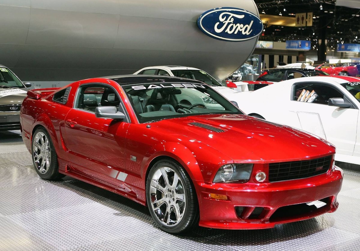 A modified Ford Mustang with the right wheel and tire size