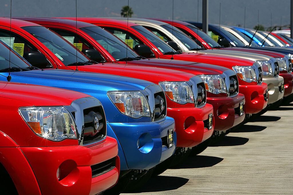 New trucks lined up. Which pickup truck is the cheapest to own?