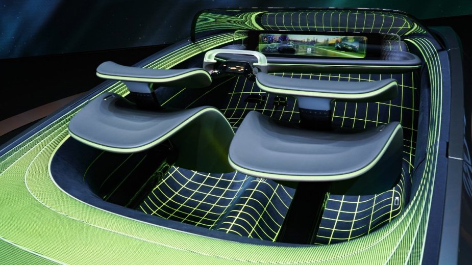Nissan Max-Out Concept Interior Showing the Laser Light Grid Pattern - This electric convertible uses solid-state batteries