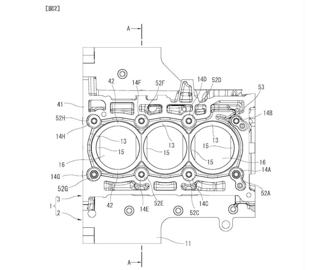 Diagram of Nissan carbon fiber engine block 