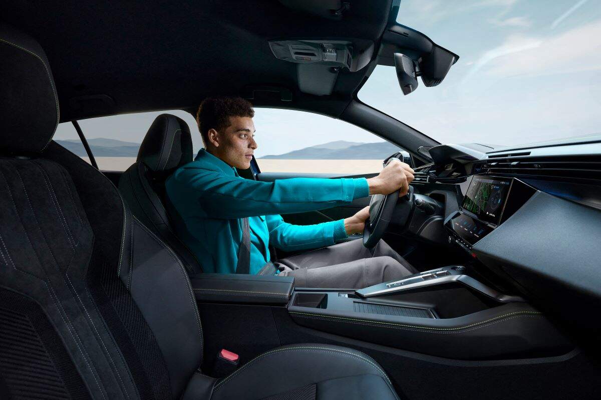 The interior of the Peugeot with Alcantara material inside.