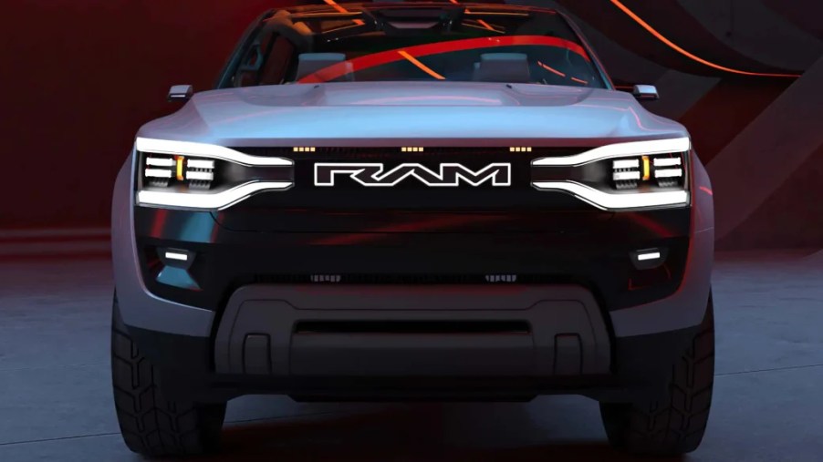 The front-end of the 2025 Ram 1500 REV electric truck.