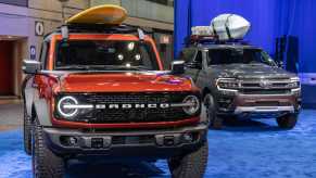 The Ford Bronco and Ford Expedition on display. Ford SUV sales for these two models are going really well so far this year.