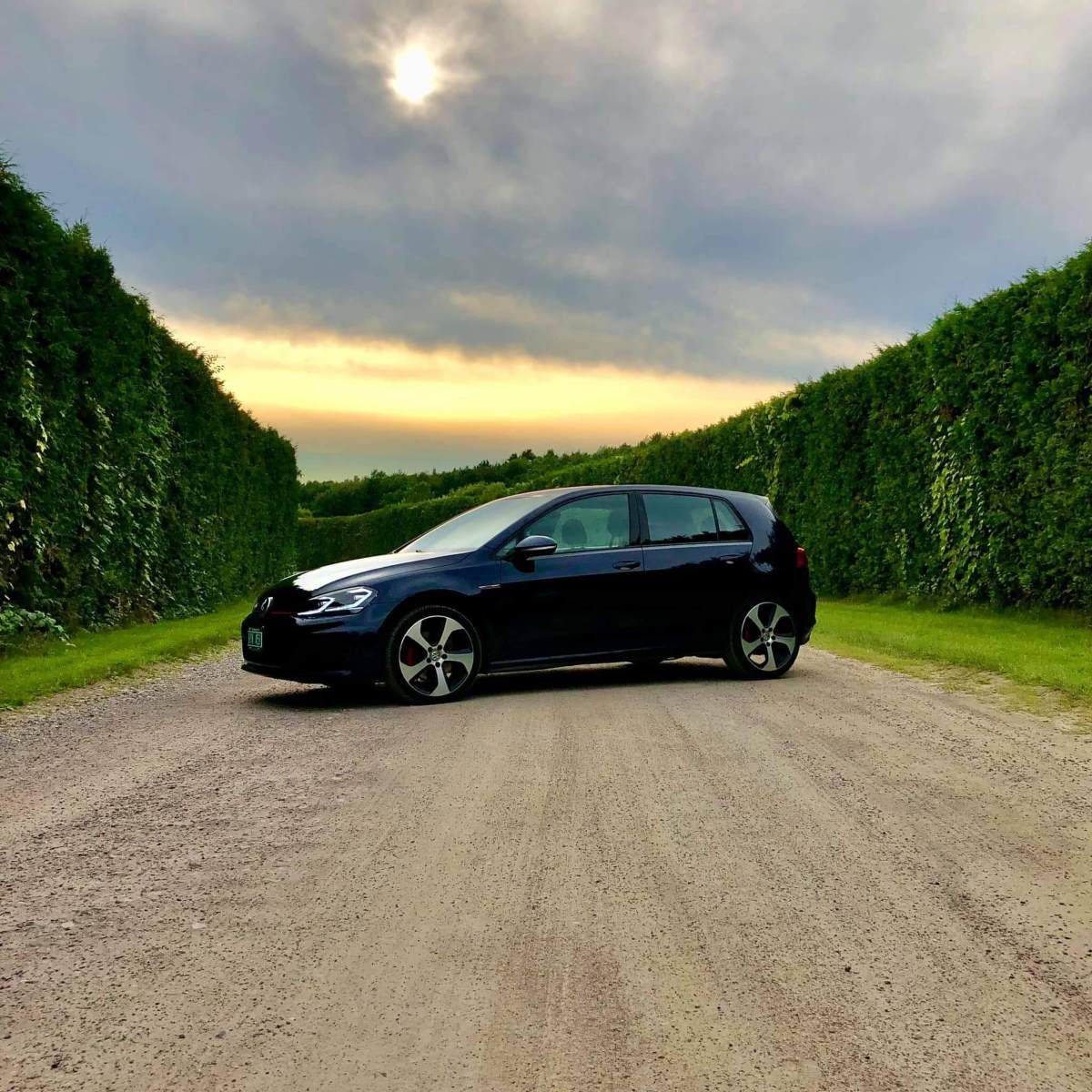 A used 2017 GTI parked while on a road trip