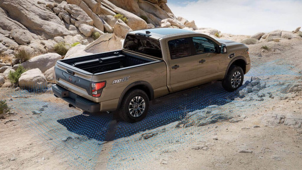 A 2023 Nissan Titan PRO-4X shows off its capability as a full-size truck.