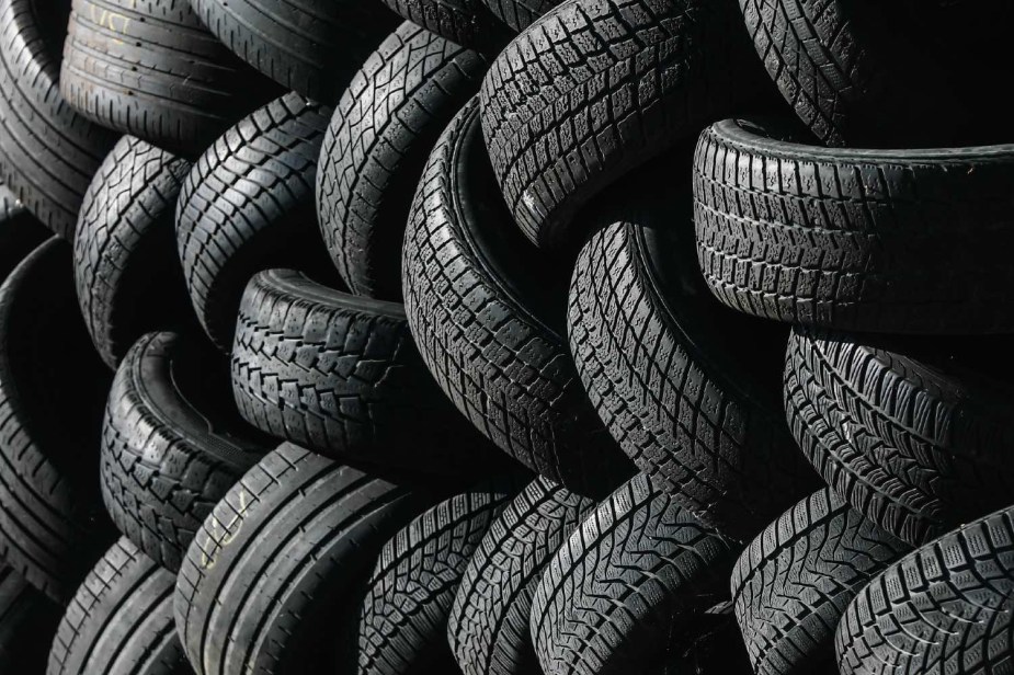 A pile of tires. Cheap tires online

