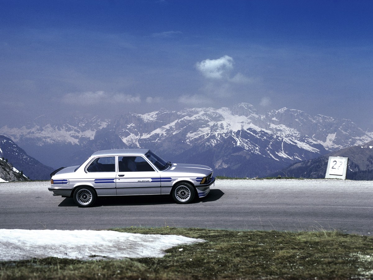 A Vintage Alpina B6 on a mountain road