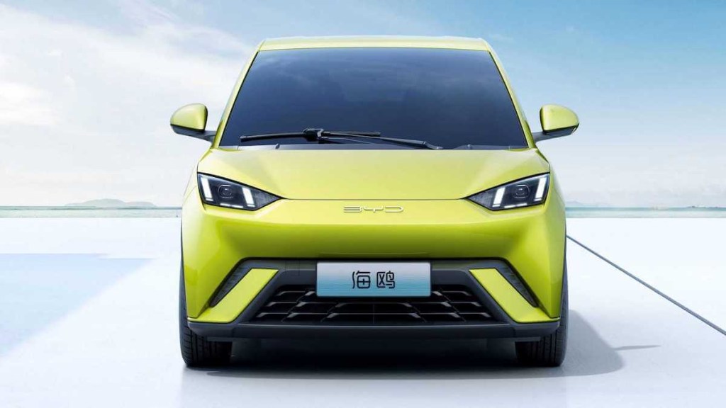 Front view of yellow 2024 BYD Seagull EV