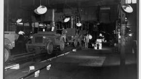 Willys Jeeps on the assembly line in 1943