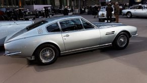 A silver 1968 Aston Martin DBS