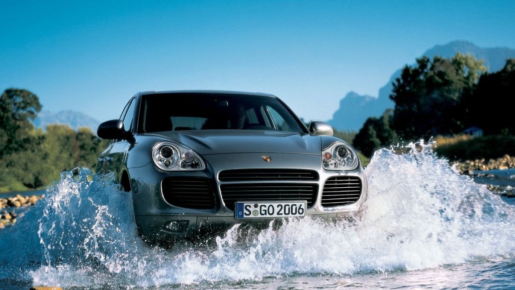 2003 Porsche Cayenne Splashing Through Some Water