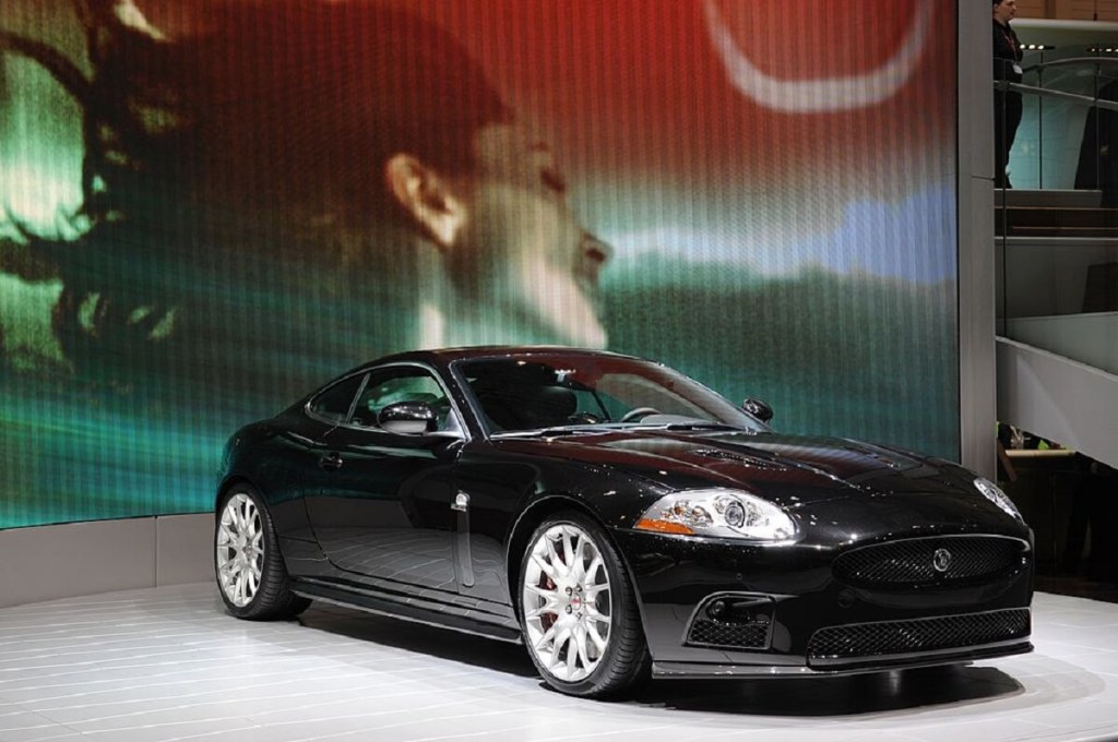 A black used Jaguar XKR shows off its luxury GT car styling. 