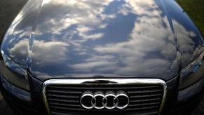 Clouds are reflected on a hood of an Audi A3