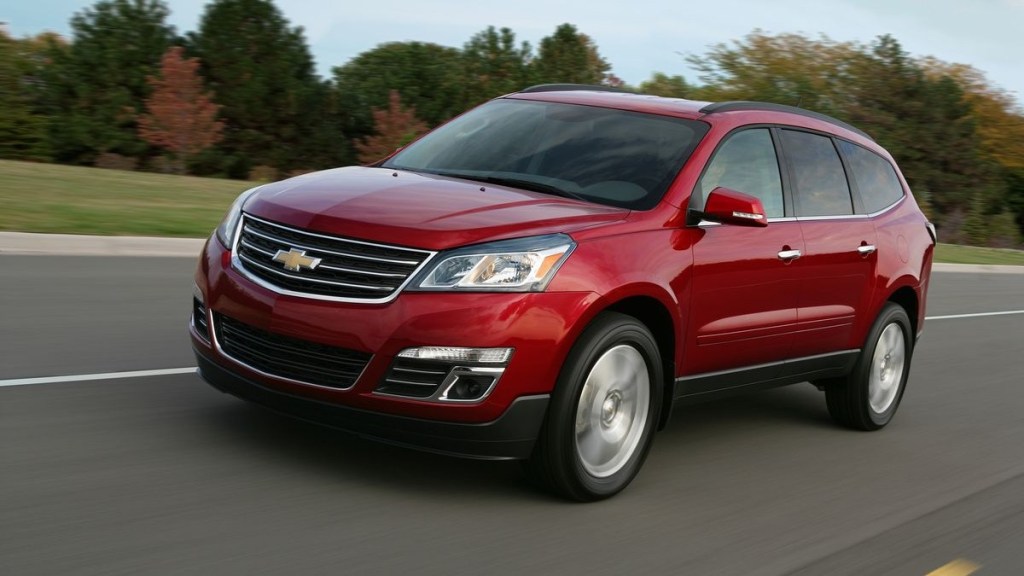 Red 2017 Chevrolet Traverse SUV - This is one of the GM SUVs being recalled due to faulty ARC airbag inflators