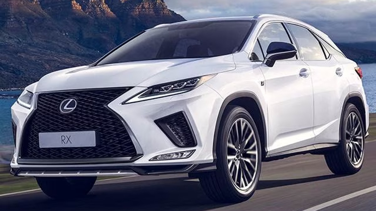 White 2020 Lexus RX luxury SUV, the 450h F Sport model is the fully loaded version