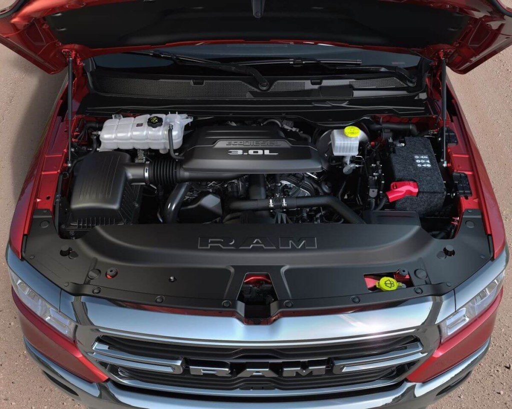 2020 Ram 2500 diesel engine in truck hood up