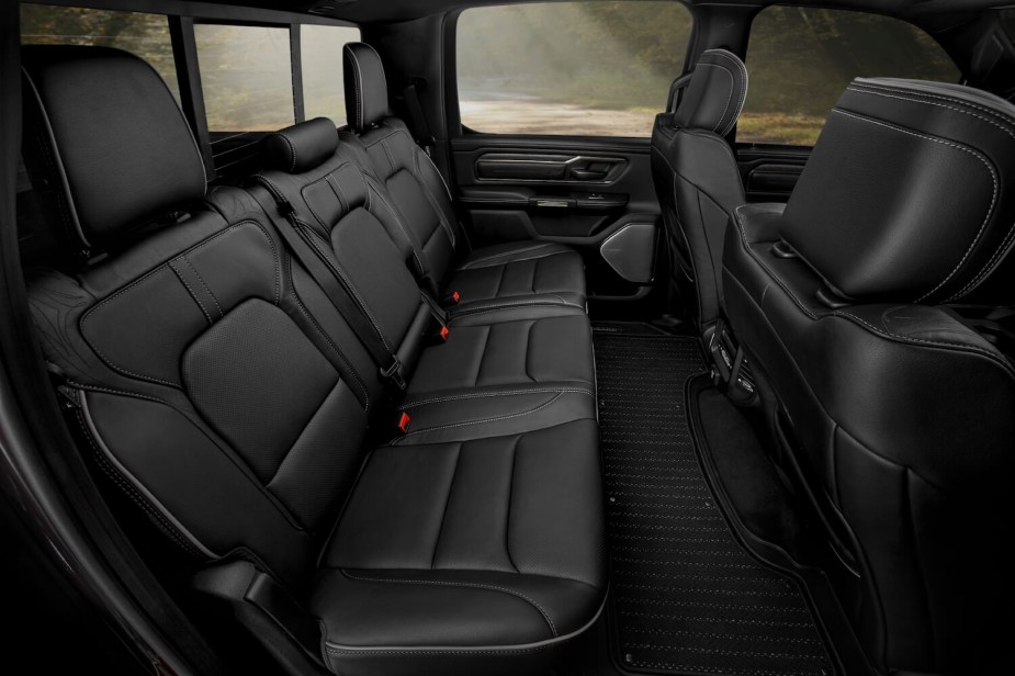 This Ram 1500 interior is the roomiest pickup truck cab for a family of five, complete with a cooler and reclining rear seat.