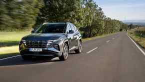 The 2022 Hyundai Tucson Hybrid on the road