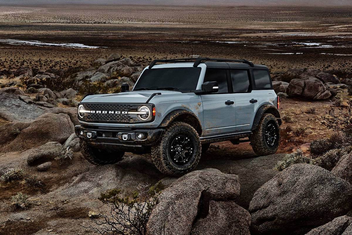 2023 Ford Bronco in open terrain with rocks surrounding it