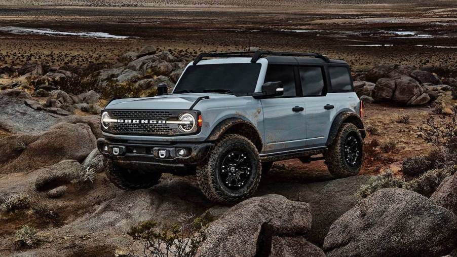 2023 Ford Bronco in open terrain with rocks surrounding it