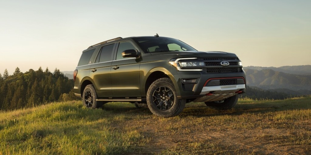 The 2023 Ford Expedition Timberline off-roading in a field 
