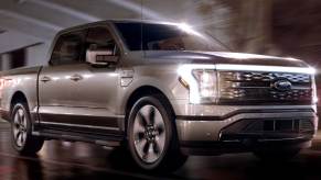 The 2023 Ford F-150 Lightning on the road