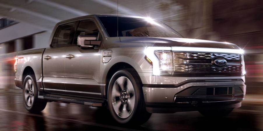 The 2023 Ford F-150 Lightning on the road