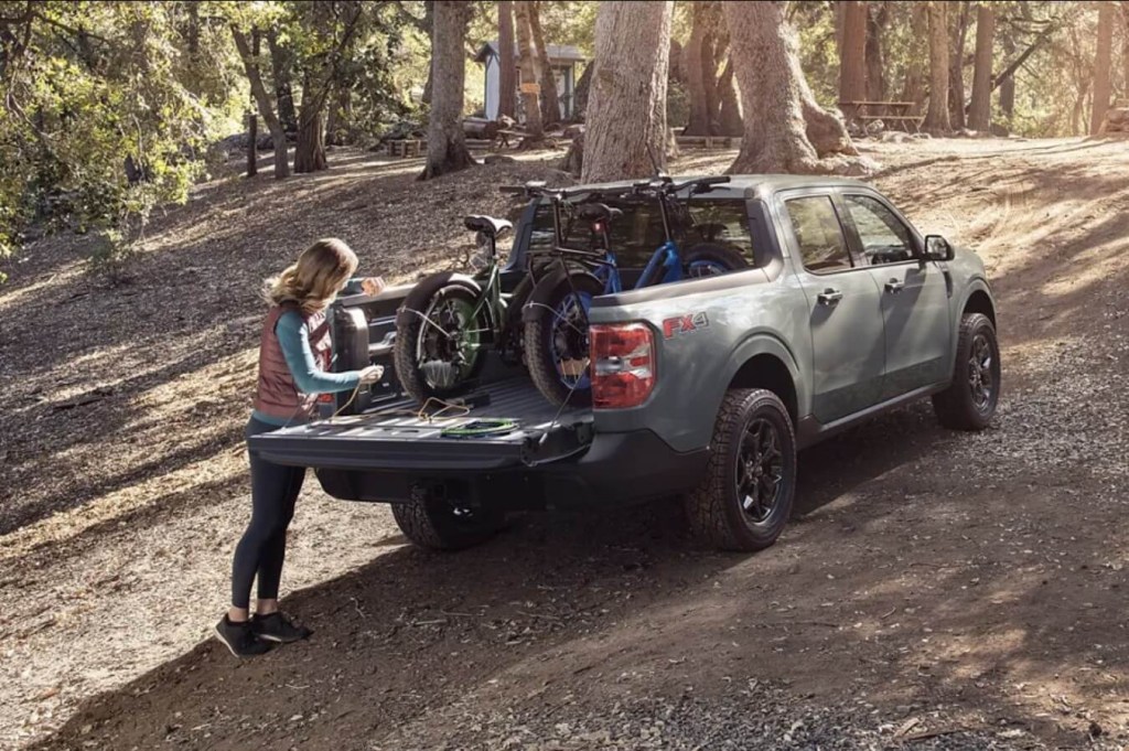 A 2023 Ford Maverick hauling bikes