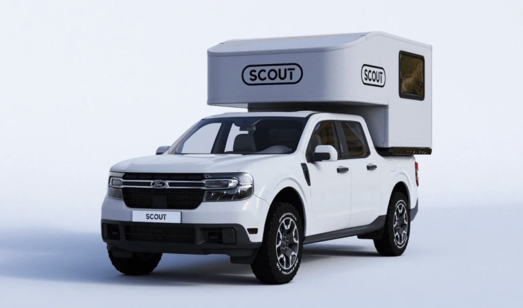 2023 Ford Maverick with Scout Tuktut Camper on a white background