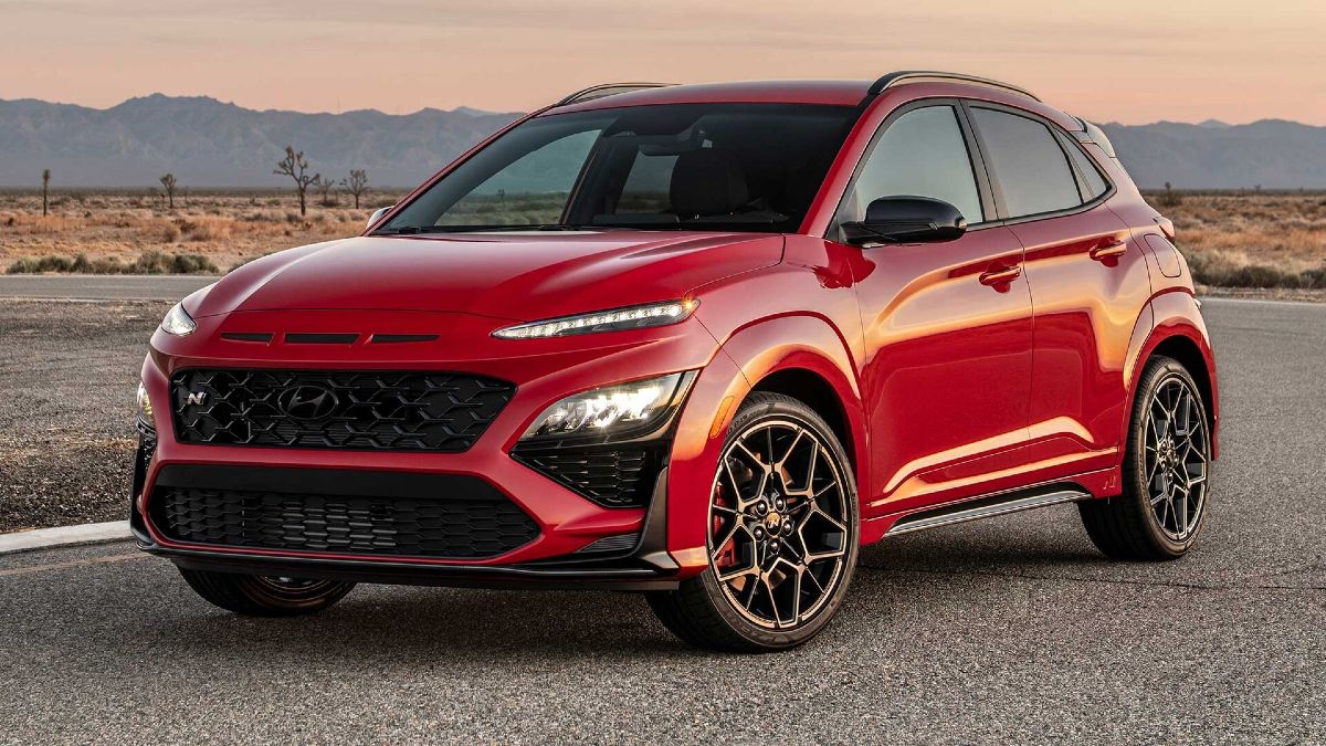 Red 2023 Hyundai Kona N - this is the best subcompact SUV for the money says U.S. News & World Report