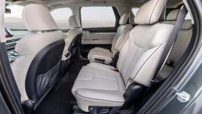 White leather interior of a 2023 Hyundai Palisade