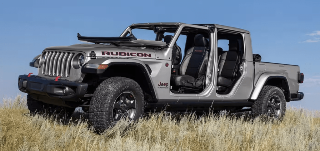 Silver 2023 Jeep Gladiator in the brush